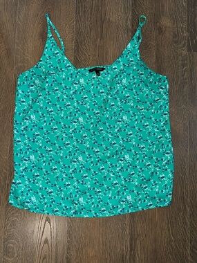 Banana Republic Teal Floral Spaghetti-Strap Camisole Top